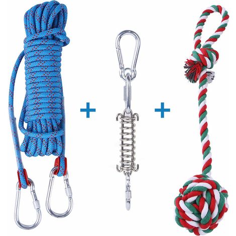 Hundespielzeug-Set mit Federstange, Hängeseil aus Baumwolle, ideal für draußen, zum Spielen und Beißtraining.