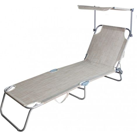 Lettino brandina pieghevole da spiaggia in metallo con tettuccio Abel - Beige (1/5)