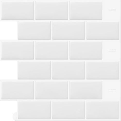Adhesive Carrelage Adhesif Mural Cuisine Blanc 10 Pièces  3D,Autocollant,Stickers,Vinyle,Plastique,Metro,Salle de Bain,Washbasin,Buanderie,Lavabo,30.5x 30.5 cm (1/5)