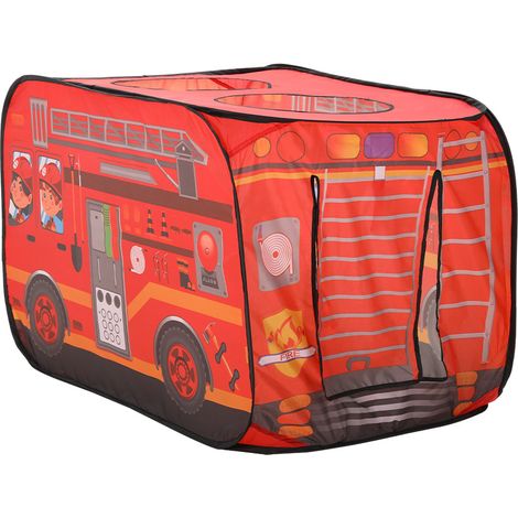 Red Fire Engine-Themed Play Tent with 2 Top Openings