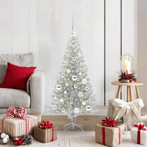 Weihnachtsbaum mit 150 LEDs mit Ständer Silber 120 cm PET