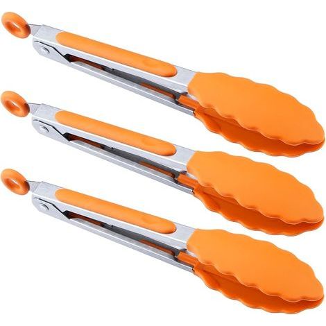 Mini pince de service en silicone 17,8 cm Lot de 3 - Orange (1/5)