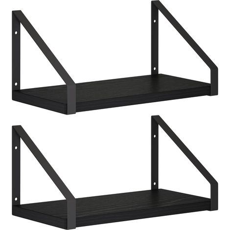 Scaffali da parete 2 pz Rovere Nero 30 x 16 x 15,5 cm vidaXL (1/5)