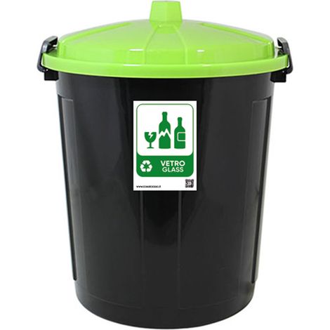 Secchio contenitore pattumiera raccolta differenziata carta plastica vetro misto 21lt bidone casa cucina giardino terrazza coperchio a chiusura andirandagismo e odori - Colori: Verde
