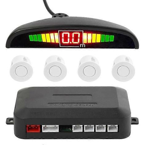Kit de capteurs de stationnement automatique Parktronic avec affichage LED et système de surveillance radar de recul pour voiture, comprenant 4 capteurs. (1/5)