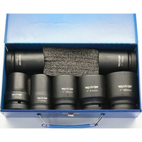 Adler Europe Set di bussole a colpo, finitura metallica, 7 pezzi