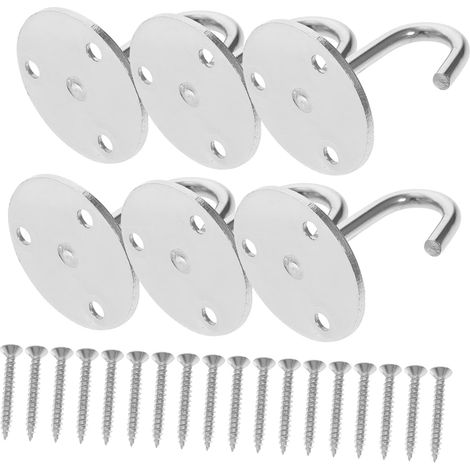 6 crochets plafond, inox, argenté, pour éclairage et plantes (1/5)