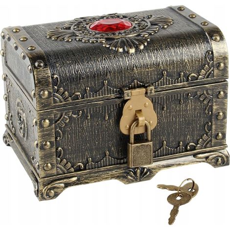 Coffres au trésor de pirates décoratifs, série Trésors de châteaux, bronze (1/4)