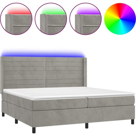 Maison Exclusive - Letto a Molle Materasso e LED Grigio Chiaro 200x200 cm Velluto (1/5)