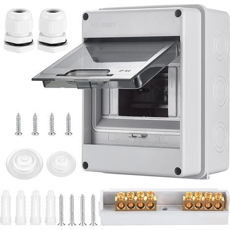 Coffret Electrique Etanche Exterieur IP65, Boîte de Distribution 5 Modules, Boite de Boitier Etanche Electrique, Boitier de Jonction, Armoire de Contrôle de Surface en Plastique (1/5)