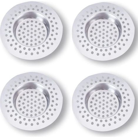 Filtre Evier Cuisine INOX (Lot de 3) - Attrape Cheveux Douche 7,5 x 7,5 cm, Filtre 90 Trous, Grille,Accessoire Cuisine,Salle de Bain, Cuisine