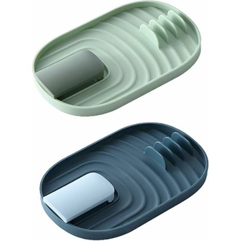 Support de Repose Ustensiles de Cuisine, 2 Pièces Support de Couvercle de Pot, étagère de Repos de Cuillère pour Ustensiles de Cuisine, Vaisselle, Couvercles (Vert et Bleu)-Fei Yu (1/4)