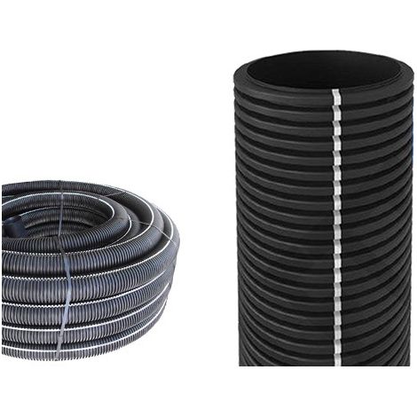 Cavidotto Corrugato A Doppio Strato In Poliestere Grigio/Nero Diam.63 Mm. 50mt.