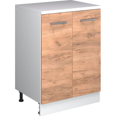 Armario de cocina para techo inclinado R-Line, Roble dorado, 60 cm sin inclinación con 2 puertas, Vicco (1/5)