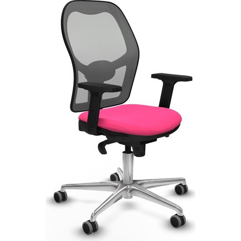Jorquera sincro malla gris similpiel rosa brazos 2D base aluminio ruedas 65mm engomada (1/5)