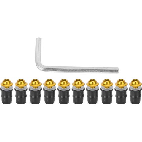 Kit de 10 vis de pare-brise universelles M5x16mm/0,6 po pour moto, avec clé, couleur or (1/5)