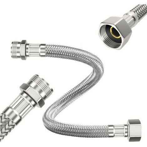 Tuyau Flexible Inox - 2 Pièces, 20cm 3/8" x 3/8" - Tressé Raccordement - Cuisine Salle de Bain Aucunely (1/5)