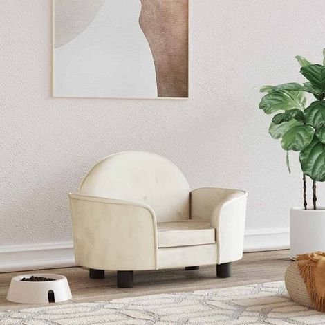 Panier pour chien en velours beige, dimensions 66 x 40 x 45 cm