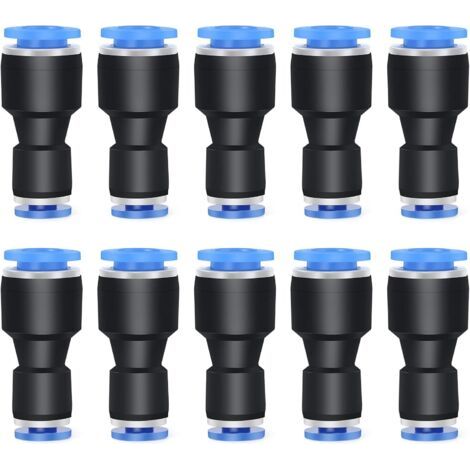 Lot de 10 réducteurs de tube droit de 8 mm de diamètre extérieur x 6 mm de diamètre extérieur pour accessoires de connexion, raccords pneumatiques, connecteur réducteur de tuyau (1/5)