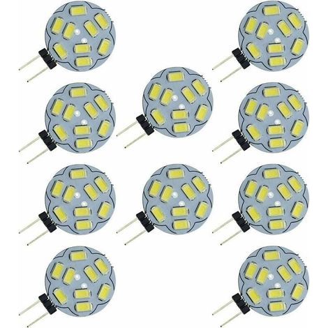 10er-Pack G4 9 SMD 5730 12V AC/DC LED-Lampen, Zweikanal-Sockel, Einbau-Deckenleuchte. LED-Ersatzlampe für 20-W-Halogenlampen, warmweiß 2700K [Klasse n] (1/4)