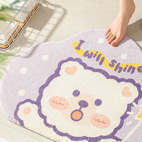 Tapis de salle de bain/chambre, tapis de salle de bain/toilettes, tapis d'entrée antidérapant, paillasson absorbant, ours lumineux, 40 x 60 cm (1/5)