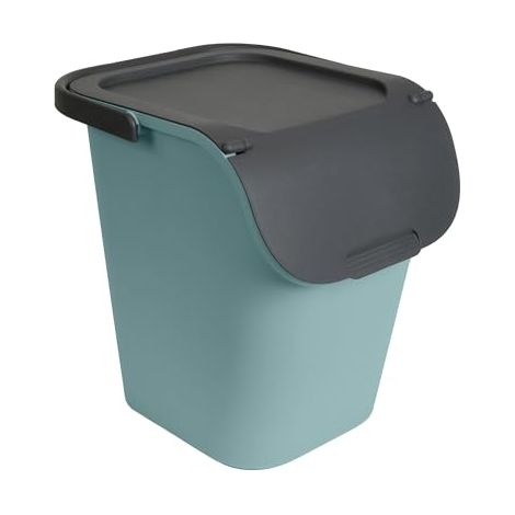 Poubelle de Tri 40L empilable avec poignée - Vert d'eau - Plastique Recyclé - Origine France - Livraison gratuite