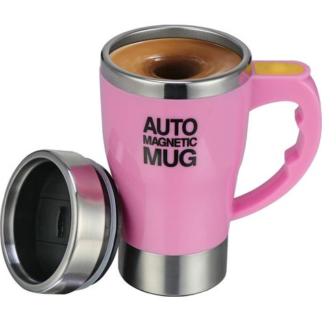 Tasse à café électrique en acier inoxydable avec mélangeur automatique, pour café, thé, chocolat chaud, lait, cacao, boisson protéinée, 320 ml, rose (1/5)