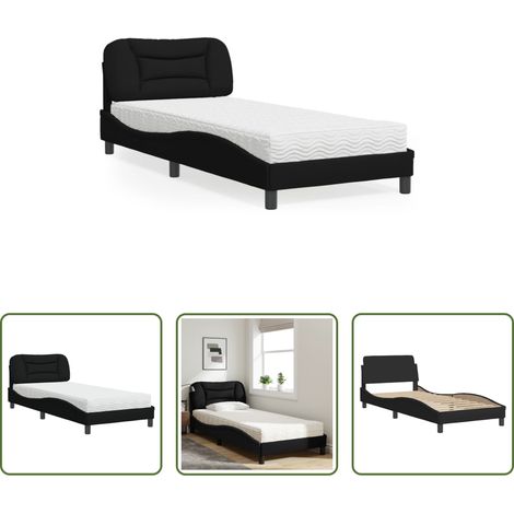 Matelas en mousse - Lit avec matelas Hvar noir 90x190 cm tissu (1/5)