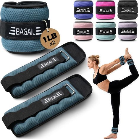 Poids de cheville et de poignet pour femmes et hommes, 0,23-2,27 kg par bande, design épuré, ajustement sécurisé, pour marche, course, fitness à domicile et physiothérapie (1/5)