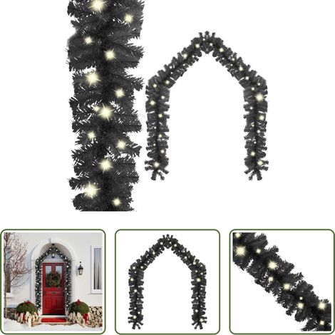 vidaXL Décoration de Noël - Guirlande de Noël avec lumières LED 10 m Noir (1/5)