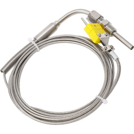 Thermocouple EGT type K, sonde de température gaz d'échappement, filetage NPT 1/8", acier inoxydable, pointe exposée et connecteur, 300 cm/118,11 po (1/5)
