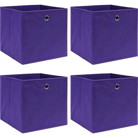Boîtes de rangement 4 pcs-Coffre de rangement-Stockage Rangement Tissu intissé 28x28x28 cm Violet 496683 (1/5)