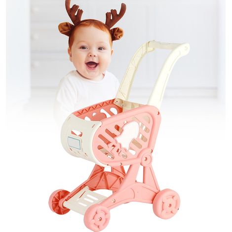 Chariot de courses jouet pour enfants, chariot de supermarché pour enfants, jeu de simulation de courses, rose (1/5)