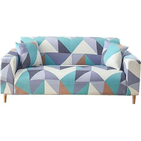 Housse de canapé souple et antidérapante, très extensible, housse de canapé pour coussin, housse de protection universelle élastique pour meubles (géométrie, 4 places 235-300CM) (1/4)