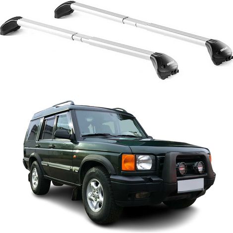 OMAC Dachträger Querträger TÜV geprüft für Land Rover Discovery II L318 1998-2004 – Abschließbar (4 Schlösser) – Max 100 kg – Edelstahlband + Gummischutz Silber (1/5)