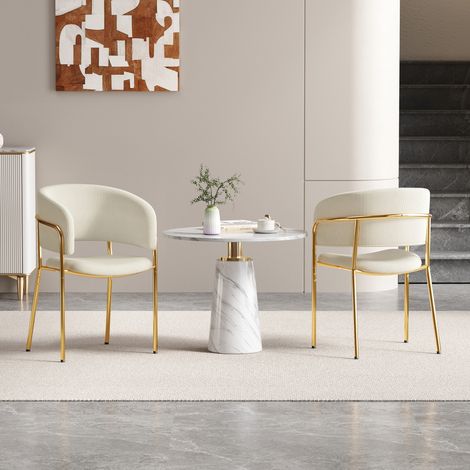 Lot de 2 chaises 55x55x80 cm en tissu côtelé beige, moderne, pour salle à manger FloraGrace (1/5)