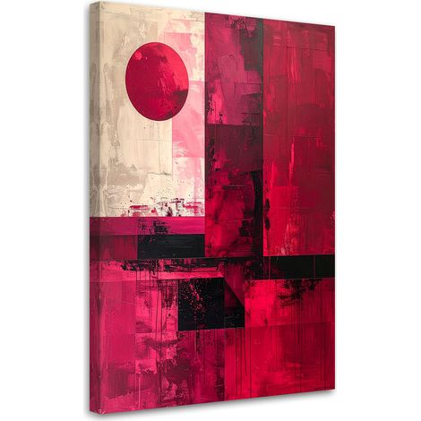 Cuadro en Lienzo Abstracción moderna roja estilo boho 20x30 (1/5)