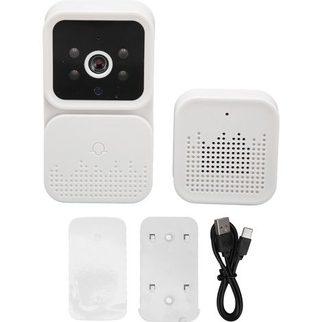 Sonnette vidéo sans fil avec caméra HD, audio bidirectionnel, vision nocturne, application et messagerie directe-AquaForge
