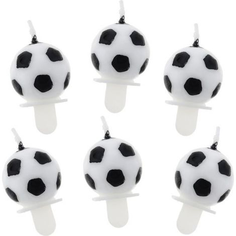 Bougies d'anniversaire rondes en forme de ballon de football (lot de 6) (1/2)