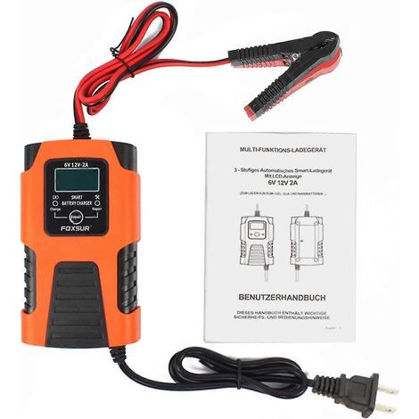 Chargeur/démarreur/mainteneur de batterie portable 12V/6V pour voiture et moto avec pinces crocodiles (1/5)