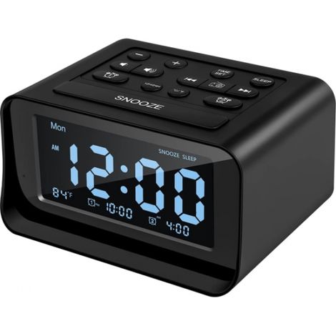 Radio-réveil double alarme, réveil numérique avec 2 ports USB de chargement