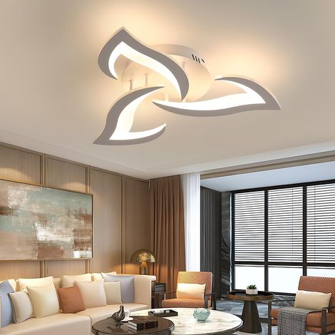 Plafonnier Led, Luminaire Plafonnier 58cm 36w, Lustre Salon Moderne, Lampe De Plafond De Pétale Pour Salon Chambre Cuisine Salle À Manger, Lumière Blanche Chaude 3000k, Blanc [Classe Énergétique E] (1/5)
