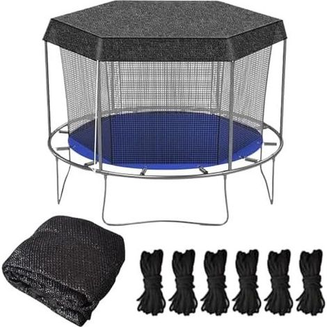 Sonnenschutz für Trampoline. Ø 183–427 cm, passend für 6- oder 8-Stangen-Trampoline mit Seilen. UV-beständig, wasserdicht und staubdicht. Zubehör für Outdoor-Trampoline (305 cm – 8 Stangen). (1/5)