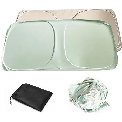 Parasole per parabrezza auto, 145 x 83 cm, compatibile con SUV, con nano gel rinfrescante, protezione UV UPF50+ (99,99%), pieghevole senza aste di supporto, custodia inclusa. (1/5)
