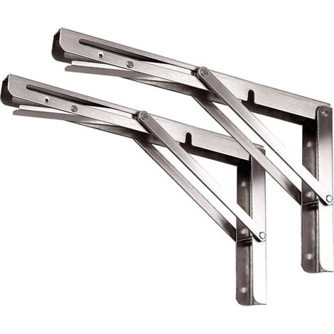 Supports d'étagère pliables en acier inoxydable pour une utilisation polyvalente, supports muraux pliables faciles à installer
