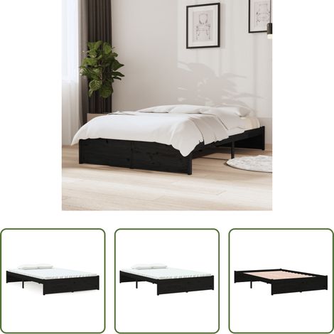 Massivholzbett - Massivholzbett Schwarz 120x190 cm (1/5)