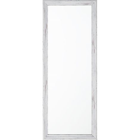 Espejo de pared aspecto madera blanco 50 x 130 cm rectangular vertical minimalista escandinavo Benon (1/5)