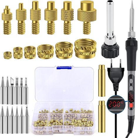 151PCS Kit de Inserts Filetés Pointe Fer à Souder,Fer à Souder 100W Température Réglable avec Affichage LED,138 Inserts Filetés avec 12 Pointes de Fer à Souder,Compatible Accessoires d'imprimante 3D (1/5)