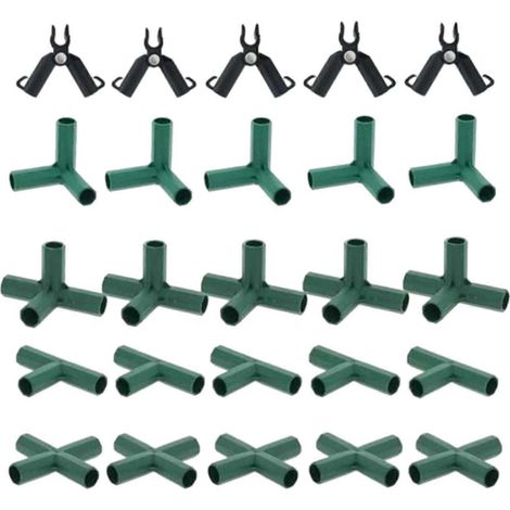 20 connecteurs pour structure de serre, tuteurs pour plantes, supports à fleurs, abri de jardin avec protection solaire (1/4)