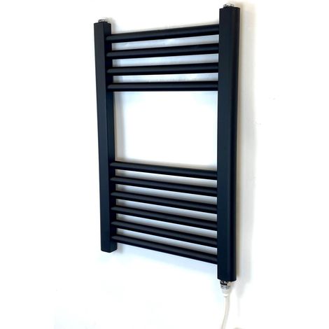 York 500 x 600mm Black Electric Flat Towel Rail Bathroom Radiator (1/3)